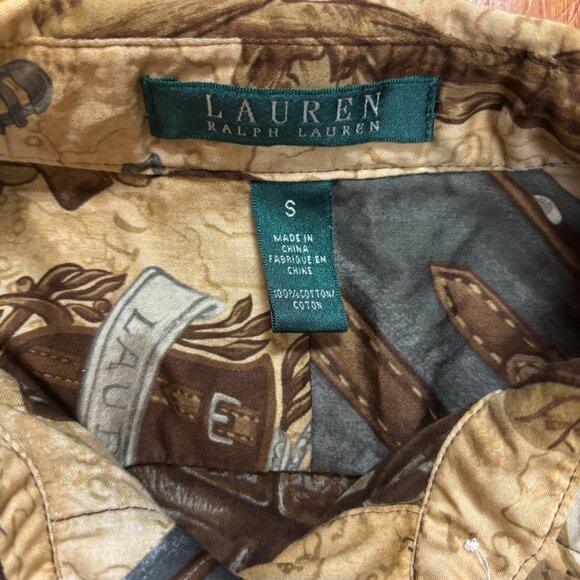 Lauren Ralph Lauren Women Button Up Shirt Size S World Travel Aviator Old Money - Picture 5 of 13